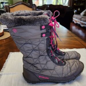 Columbia Minx Mid II Omni-Heat Snow Winter Boots Kids Size 4 Shale Glamour